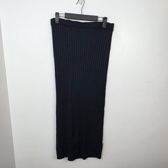 Zara Black Ribbed Fitted Wool Minimalist Quiet Luxury Sweater + Skirt Set Size S - Picture 6 of 9